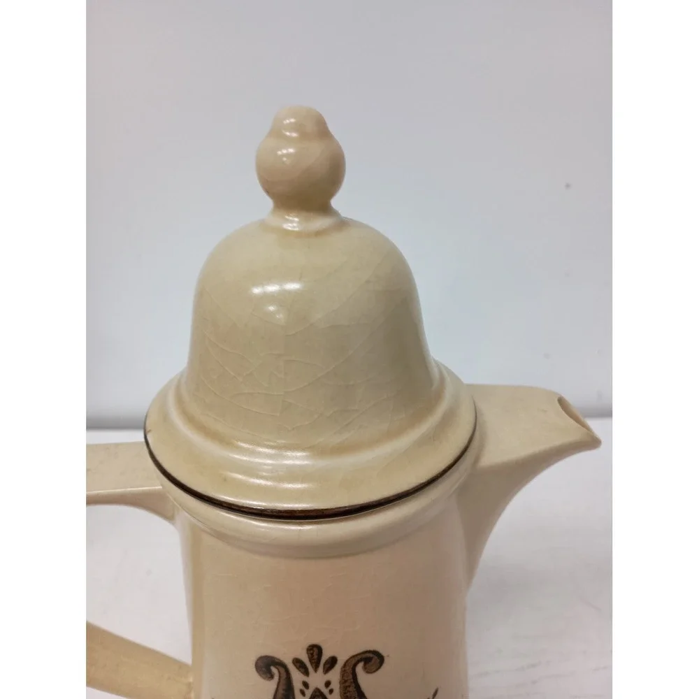 Pfatzgraff Coffee‎ Tea Pot Pitcher Tan Brown Floral Stoneware Village Vintage